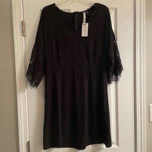 Black Dress with Lace Sleeves